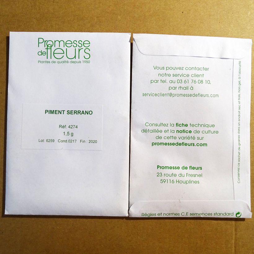 Exemple de spécimen de Piment Serrano - Piment mexicain fort Graines tel que livré