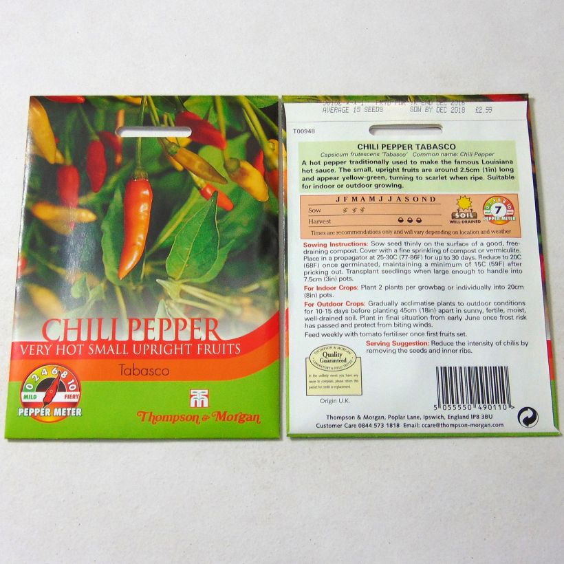 Exemple de spécimen de Piment Tabasco - Capsicum annuum Graines tel que livré