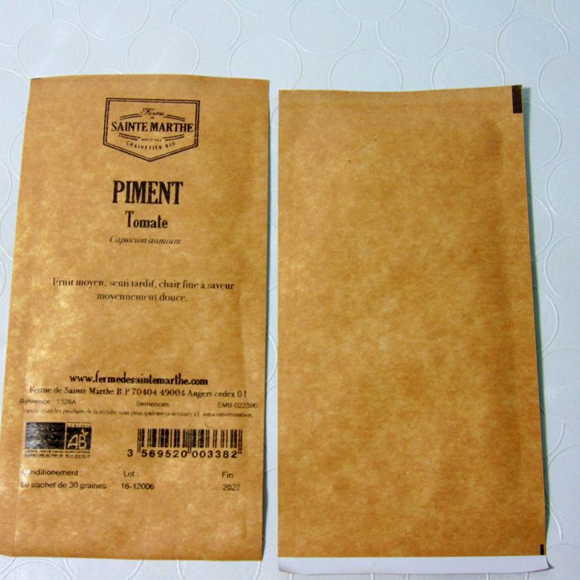 Exemple de spécimen de Piment Tomate Bio - Ferme de Sainte Marthe Graines tel que livré