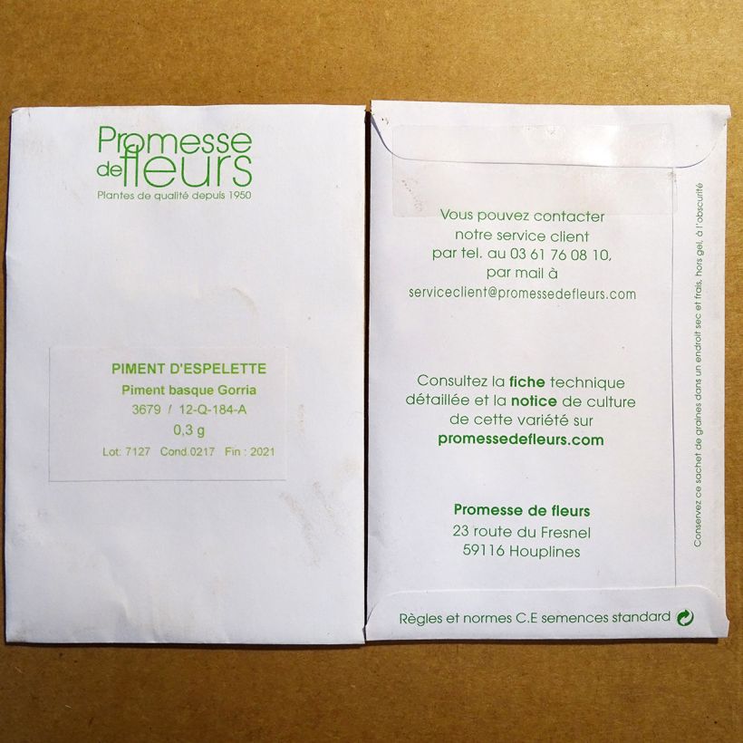 Exemple de spécimen de Piment d'Espelette - Piment Basque Gorria Graines tel que livré