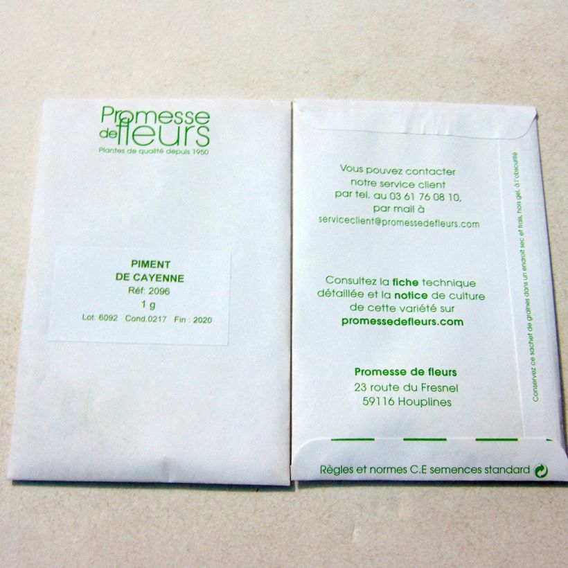 Exemple de spécimen de Piment de Cayenne - Capsicum frutescens Graines tel que livré