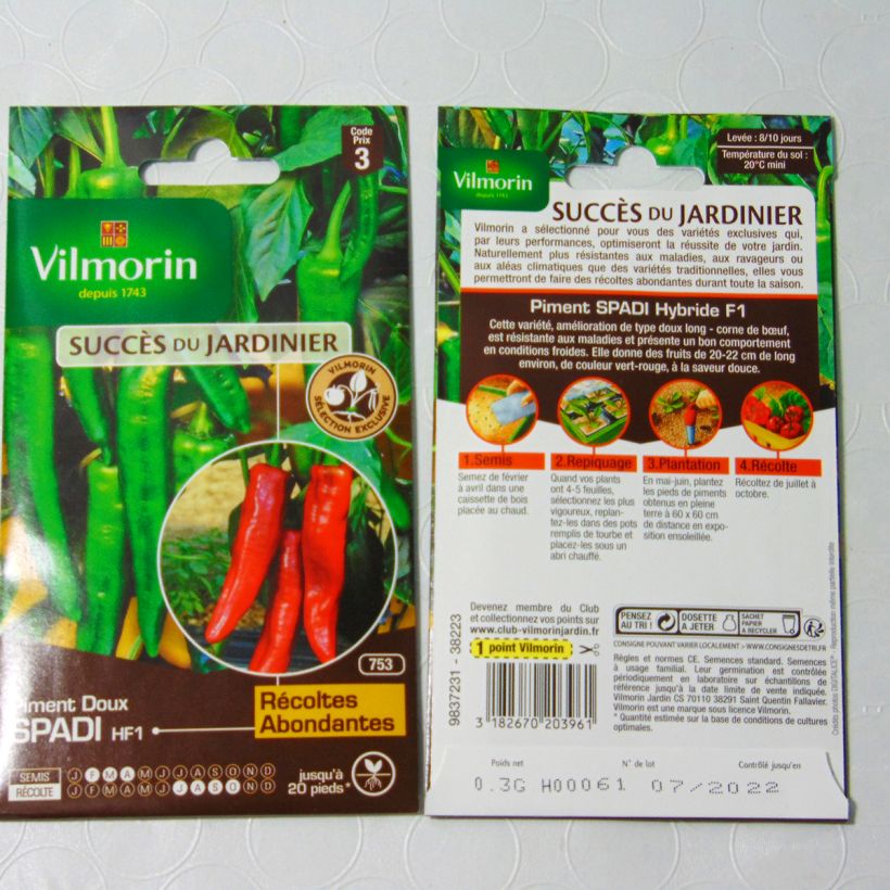 Exemple de spécimen de Piment doux Spadi F1 (Création Vilmorin)  - Vilmorin Graines tel que livré