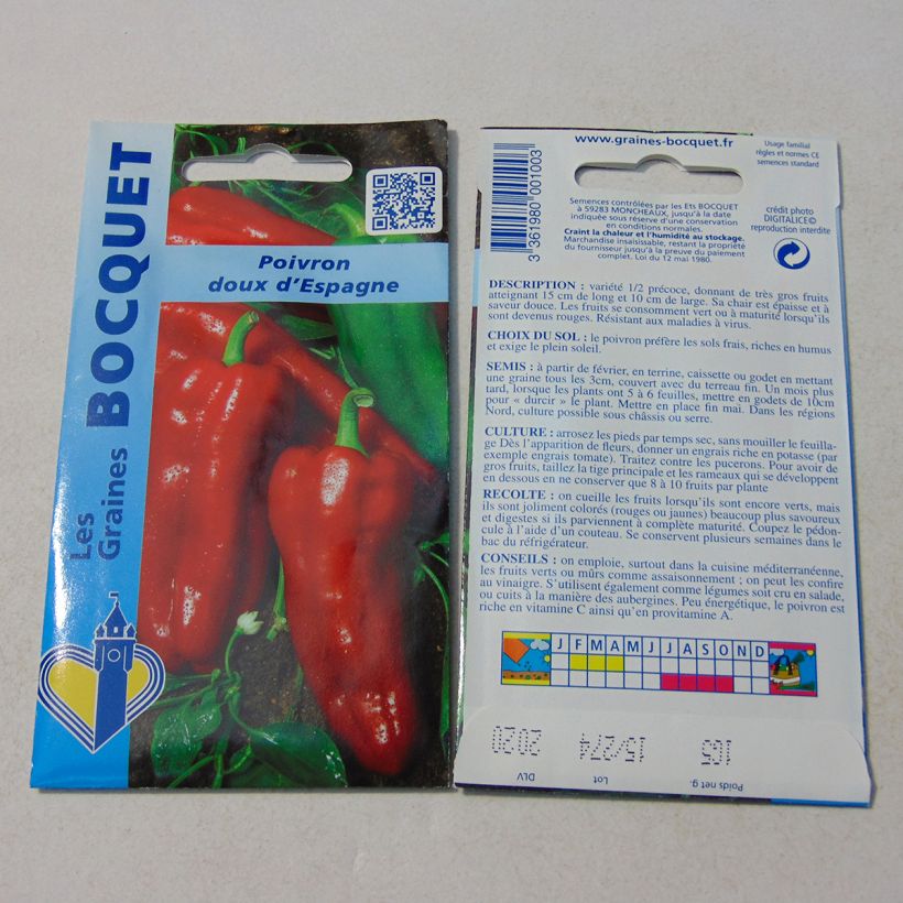 Exemple de spécimen de Piment doux d'Espagne - Poivron - Capsicum annuum Graines tel que livré