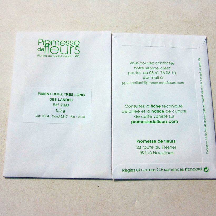Exemple de spécimen de Piment doux très long des Landes - Capsicum annuum Graines tel que livré