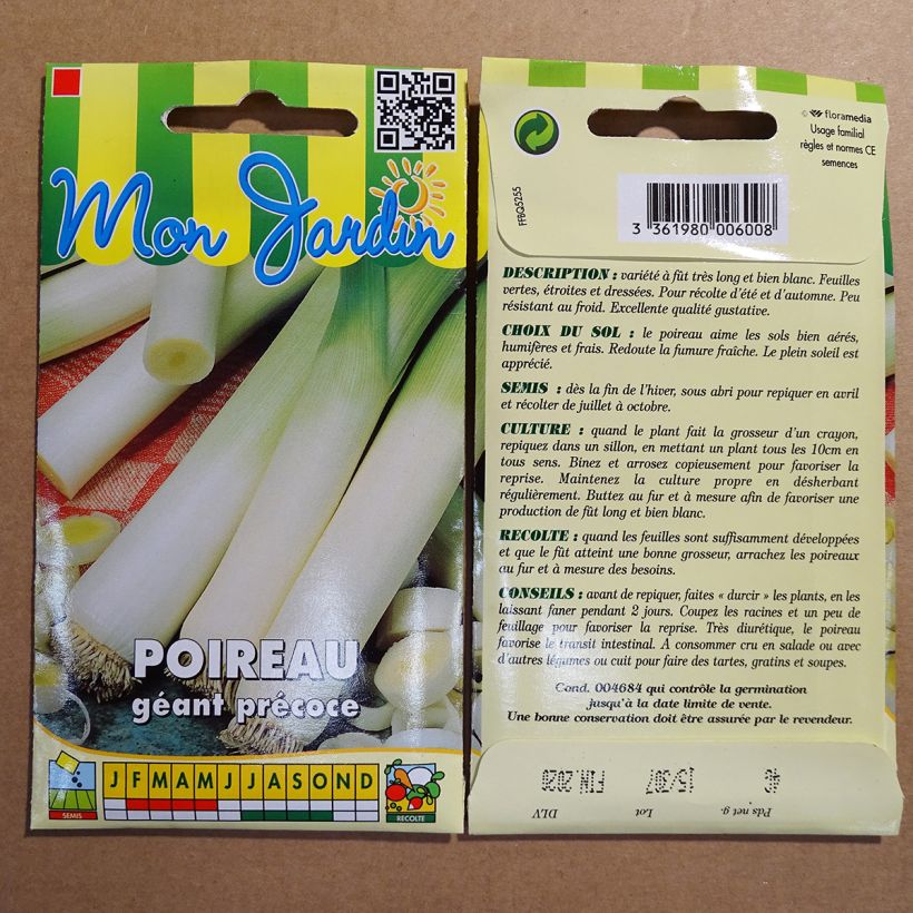 Exemple de spécimen de Poireau Géant Précoce - Allium porrum Graines tel que livré