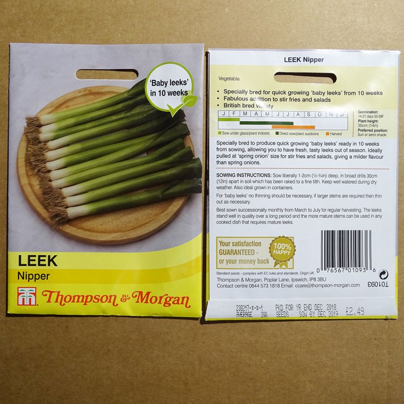 Exemple de spécimen de Poireau Nipper Graines tel que livré