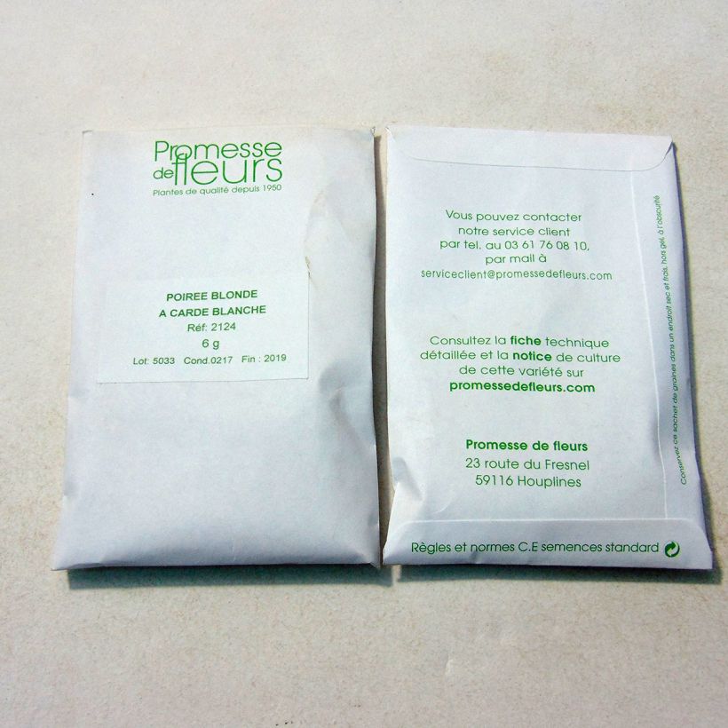 Exemple de spécimen de Poirée blonde à Carde Blanche - Blette - Beta vulgaris Graines tel que livré