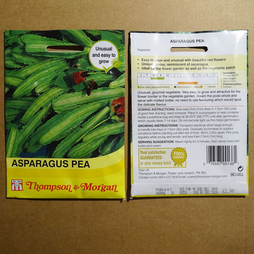 Exemple de spécimen de Pois Asperge Graines tel que livré