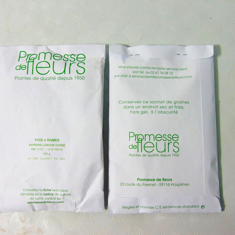 Exemple de spécimen de Pois à rames Express à longue cosse (Le Généreux) - Pisum sativum Graines tel que livré