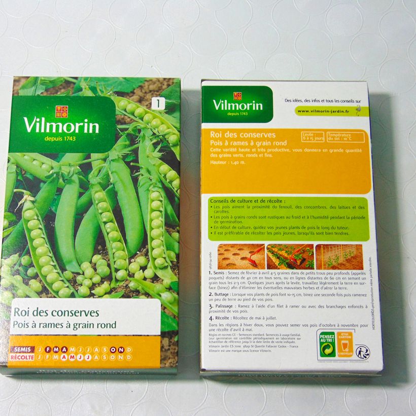 Exemple de spécimen de Pois à rames Roi des conserves à grains ronds - Vilmorin Graines tel que livré