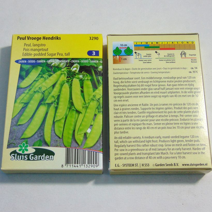 Exemple de spécimen de Pois à rames Vroege Hendriks mangetout - Pisum sativum Graines tel que livré