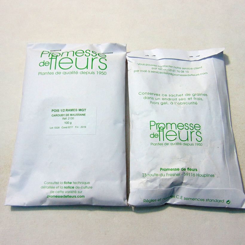 Exemple de spécimen de Pois demi-ramant Carouby de Maussane mangetout - Pisum sativum Graines tel que livré
