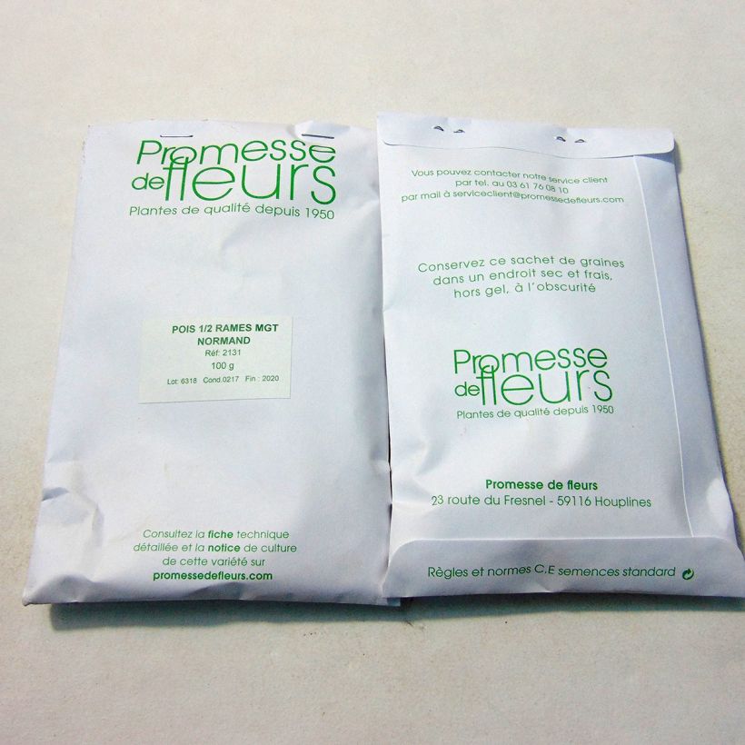 Exemple de spécimen de Pois demi-ramant Normand mangetout - Pisum sativum Graines tel que livré