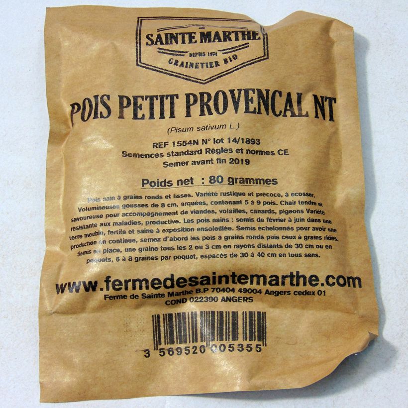 Exemple de spécimen de Pois nain Petit Provençal NT - Ferme de Sainte Marthe Graines tel que livré