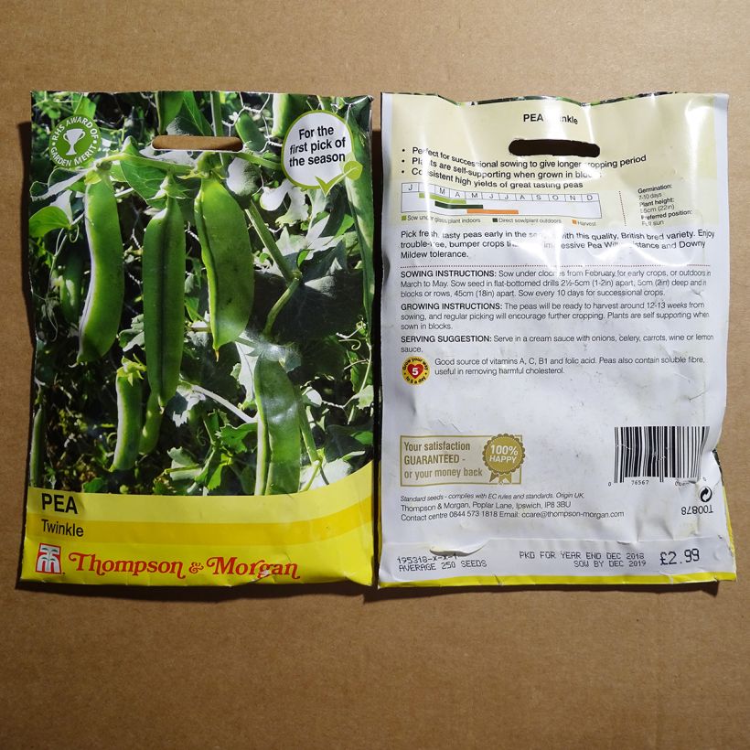 Exemple de spécimen de Pois nain Twinkle Graines tel que livré