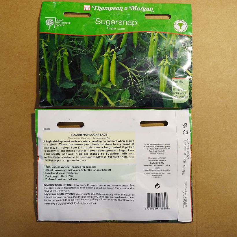 Exemple de spécimen de Pois nain mangetout Sugar Lace Graines tel que livré