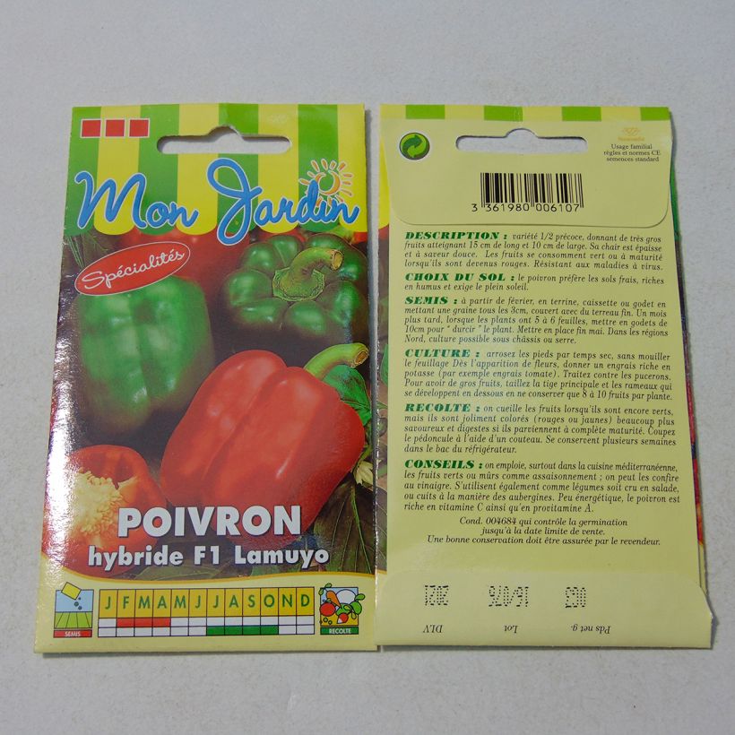 Exemple de spécimen de Poivron Lamuyo F1 rouge - Capsicum annuum tel que livré