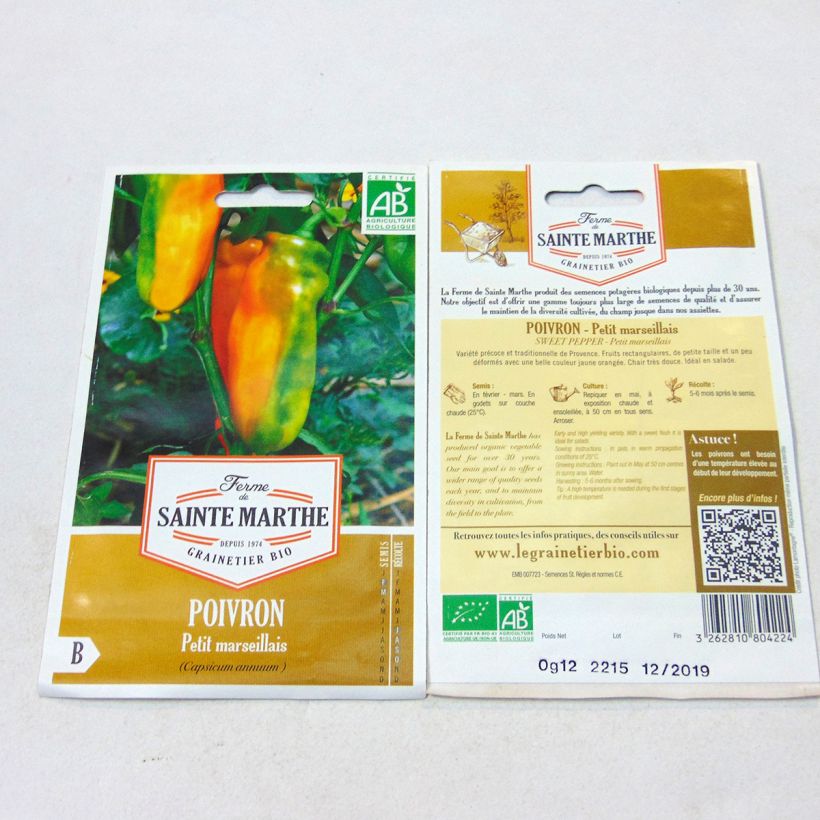 Exemple de spécimen de Poivron Petit Marseillais Bio - Ferme de Sainte Marthe Graines tel que livré