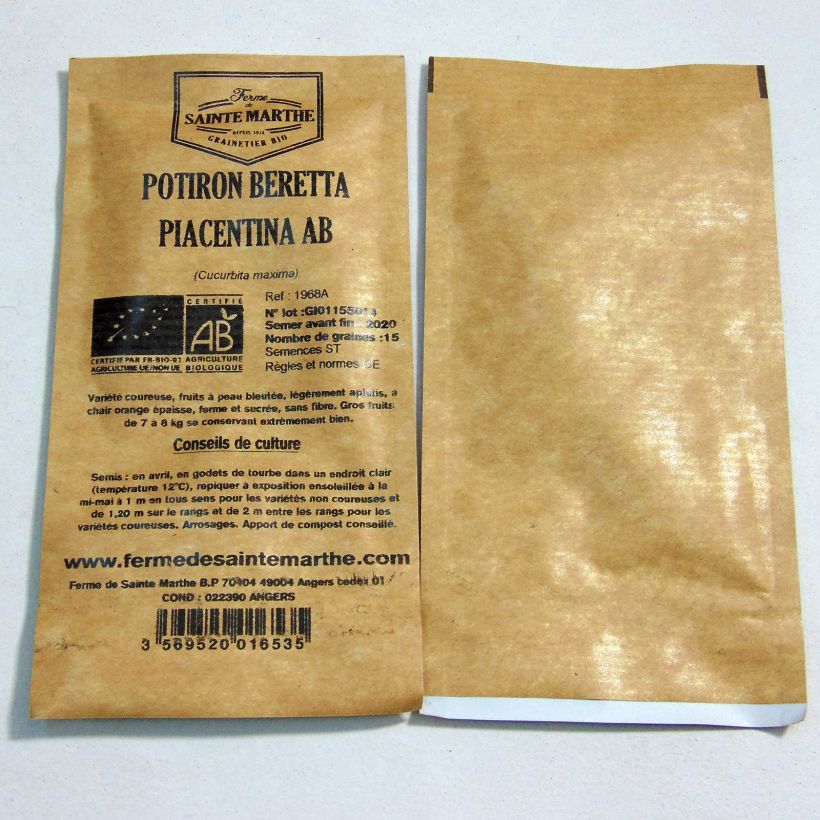 Exemple de spécimen de Potiron Beretta Piancentina Bio - Ferme de Sainte Marthe Graines tel que livré