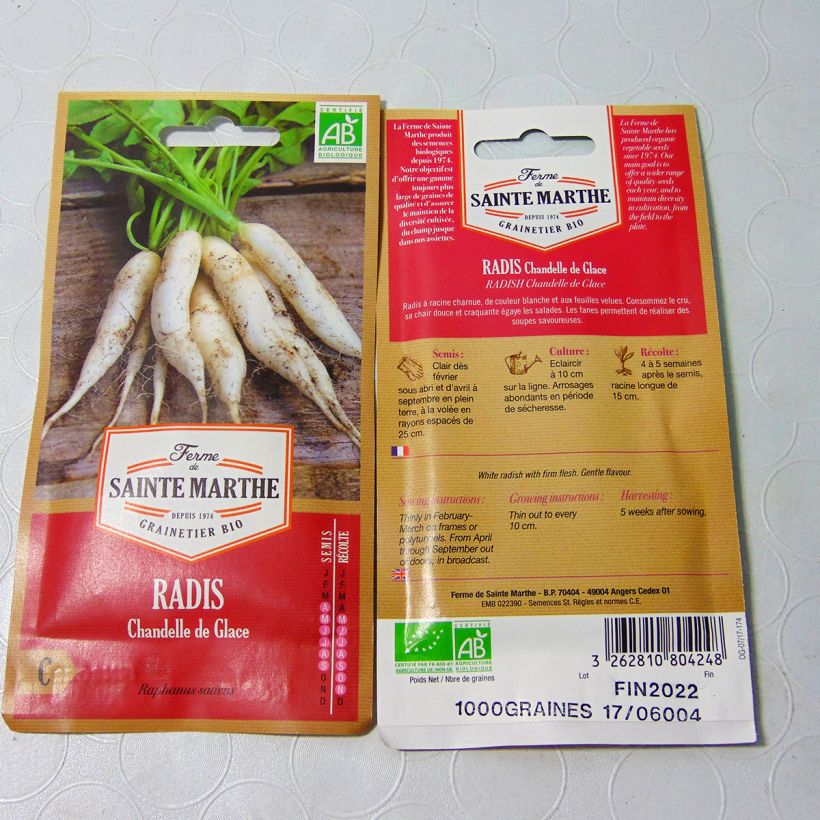Exemple de spécimen de Radis Chandelle de Glace Bio - Ferme de Sainte Marthe Graines tel que livré
