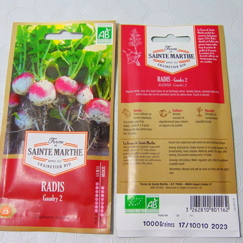 Exemple de spécimen de Radis Gaudry 2 Bio - Ferme de Sainte Marthe Graines tel que livré