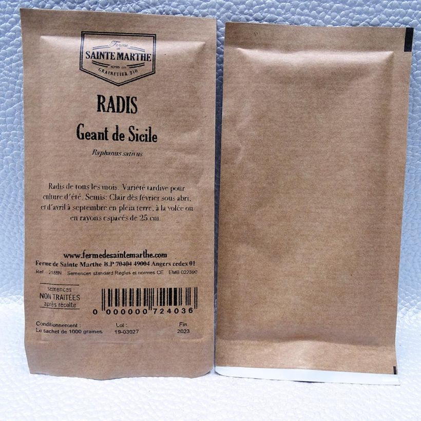 Exemple de spécimen de Radis Géant de Sicile NT - Ferme de Sainte Marthe Graines tel que livré
