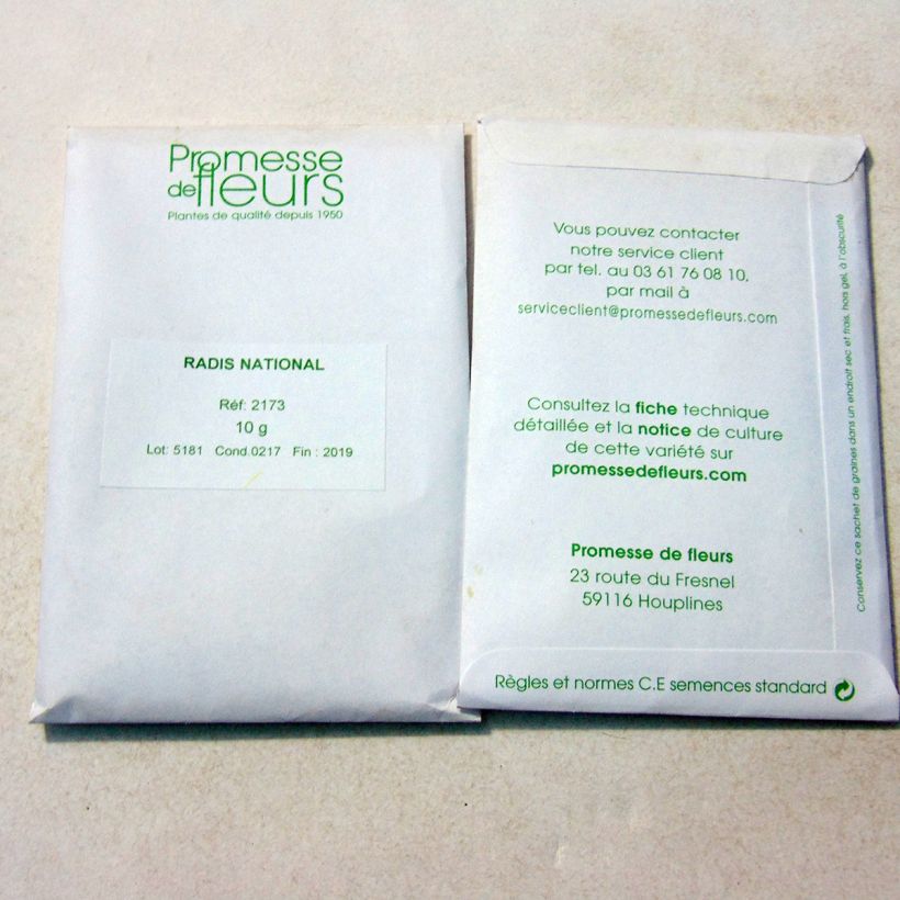Exemple de spécimen de Radis National - Raphanus sativus Graines tel que livré