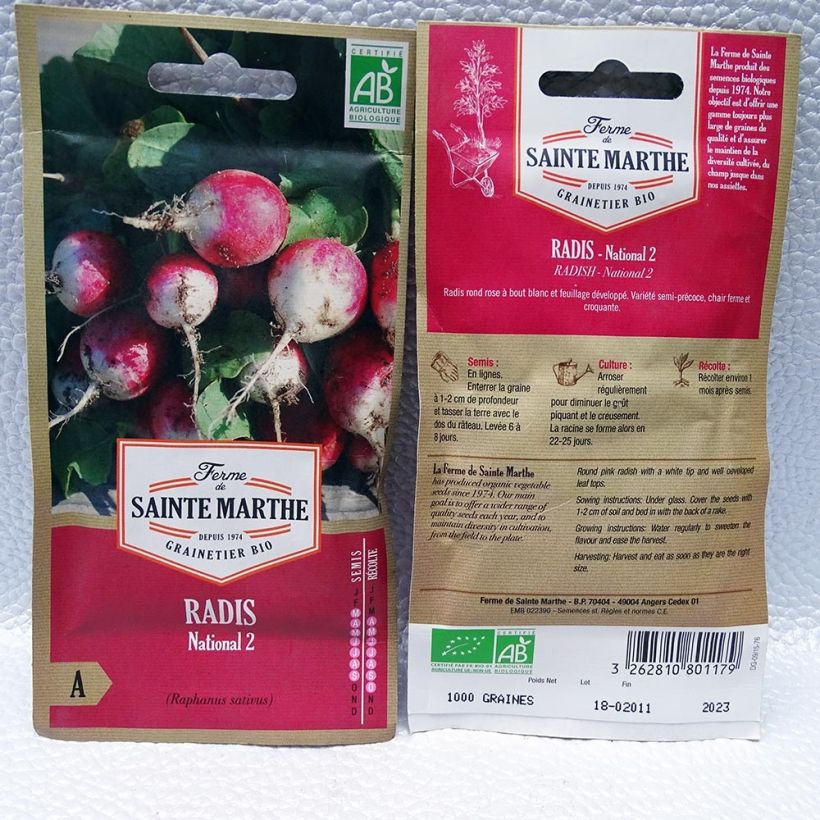Exemple de spécimen de Radis rond rose à bout blanc National 2 Bio - Ferme de Sainte Marthe Graines tel que livré