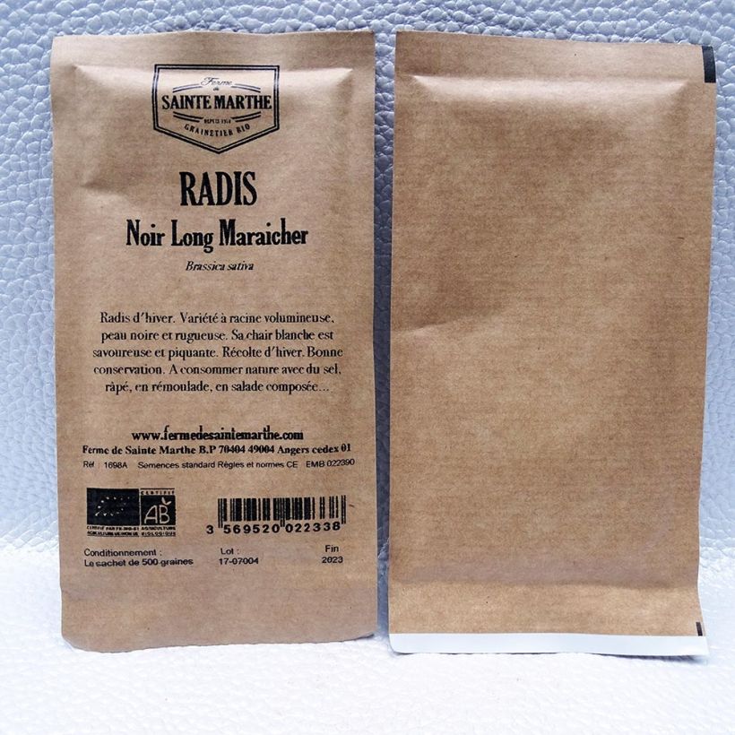 Exemple de spécimen de Radis noir long maraicher Bio - Ferme de Sainte Marthe Graines tel que livré