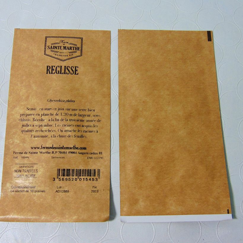 Exemple de spécimen de Réglisse NT - Ferme de Sainte Marthe Graines tel que livré