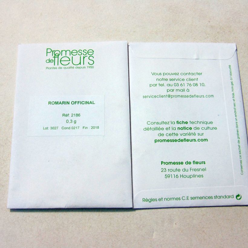 Exemple de spécimen de Romarin officinal - Rosmarinus officinalis - Graines Graines tel que livré