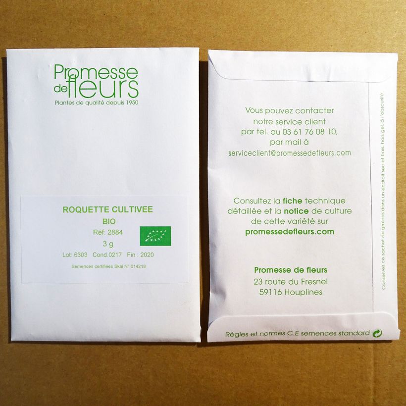 Exemple de spécimen de Roquette cultivée Bio Graines tel que livré