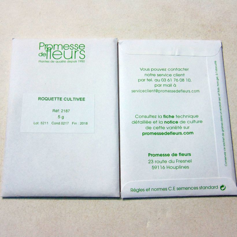 Exemple de spécimen de Roquette cultivée - Eruca sativa Graines tel que livré