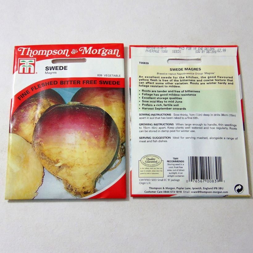 Exemple de spécimen de Rutabaga Magres Graines tel que livré