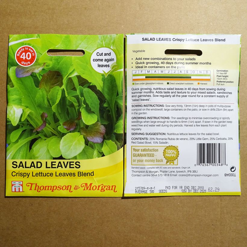 Exemple de spécimen de Salades à couper Lettuce Leaves Crunchy Blend - Mesclun Graines tel que livré