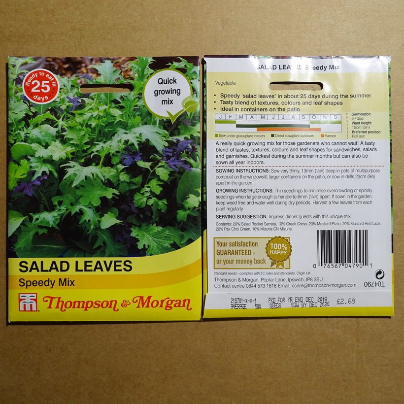 Exemple de spécimen de Salades à couper Speedy Mix - Mesclun Graines tel que livré
