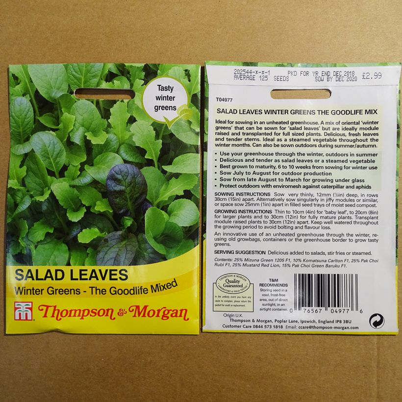 Exemple de spécimen de Salades à couper The Good Life Mix - Mesclun Graines tel que livré