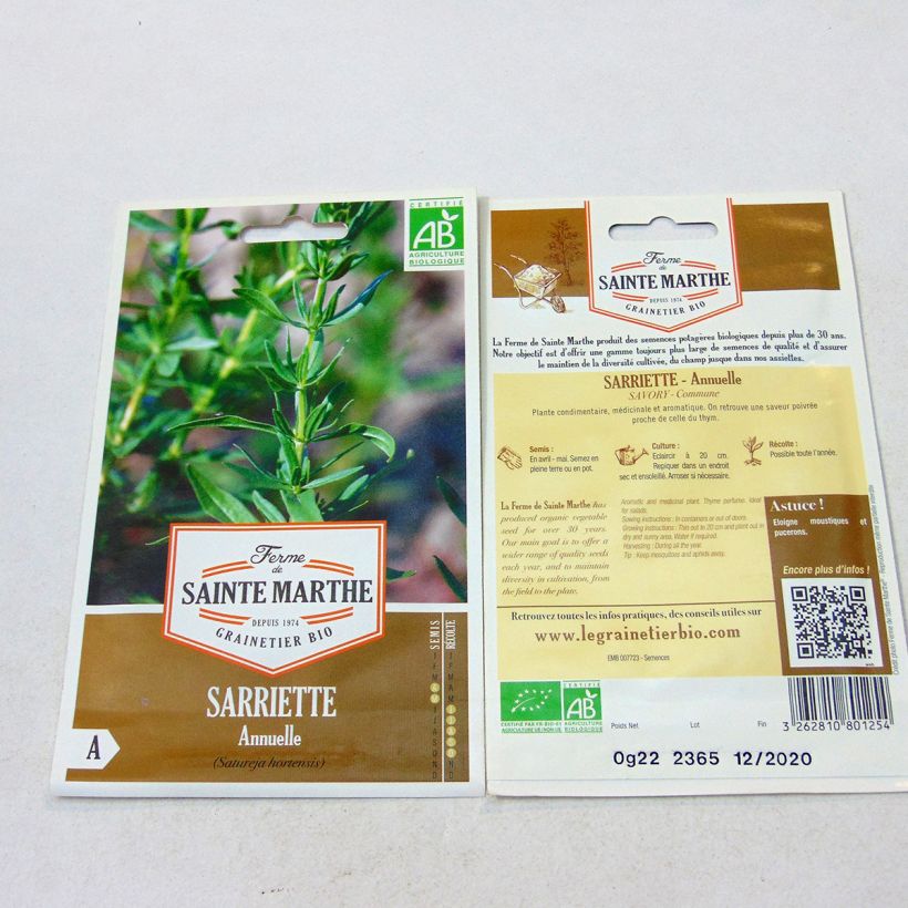Exemple de spécimen de Sarriette annuelle Bio - Ferme de Sainte Marthe Graines tel que livré