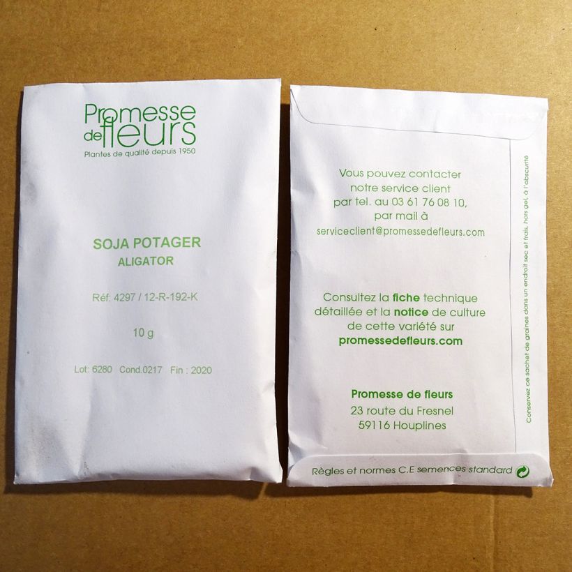 Exemple de spécimen de Soja potager (Glycine hispida ou Dolichos soja) Graines tel que livré