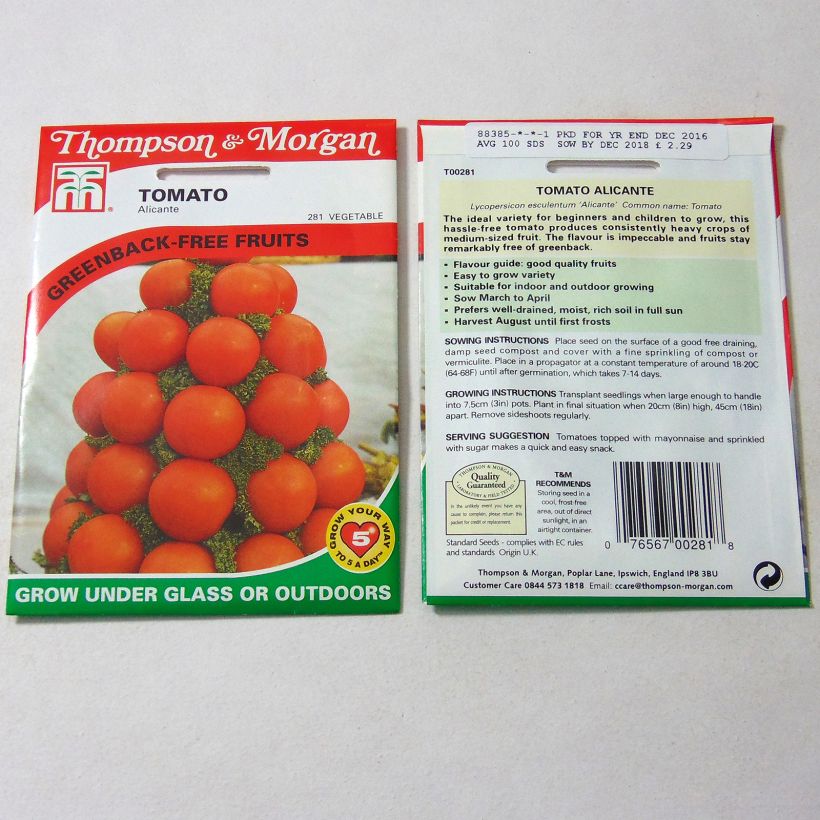 Exemple de spécimen de Tomate Alicante tel que livré