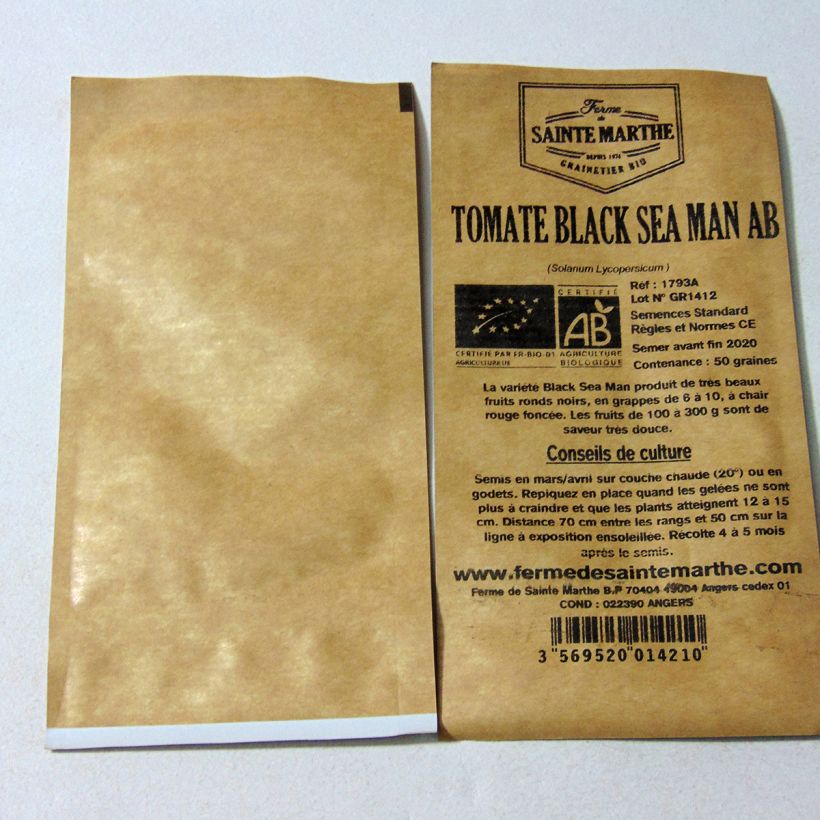 Exemple de spécimen de Tomate Black Sea Man Bio - Ferme de Sainte Marthe Graines tel que livré