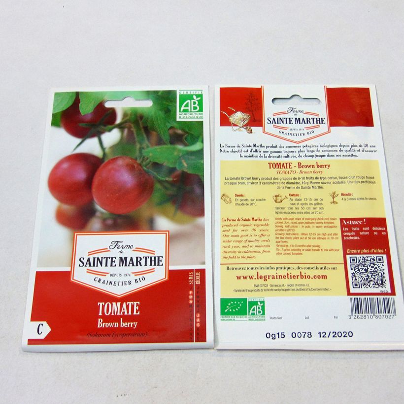 Exemple de spécimen de Tomate Brown Berry Bio - Ferme de Sainte Marthe Graines tel que livré