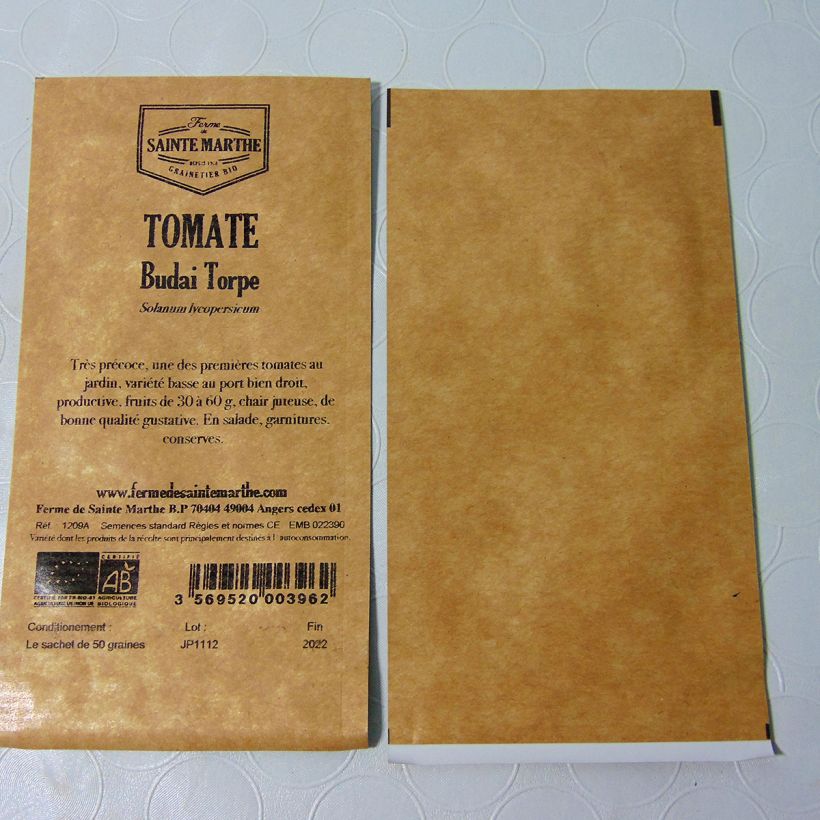 Exemple de spécimen de Tomate Budaï Torpe Bio - Ferme de Sainte Marthe Graines tel que livré