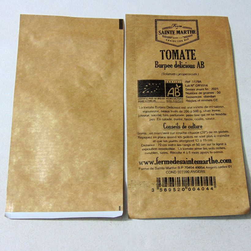 Exemple de spécimen de Tomate Burpee Delicious Bio - Ferme de Sainte Marthe Graines tel que livré