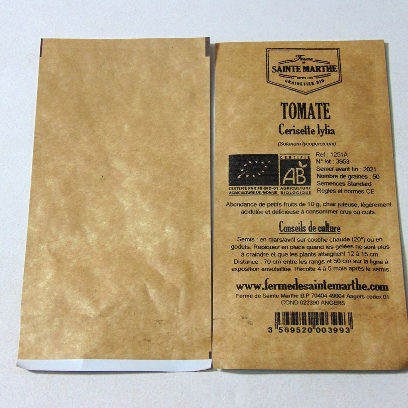 Exemple de spécimen de Tomate Cerisette Lylia Bio - Ferme de Sainte Marthe Graines tel que livré
