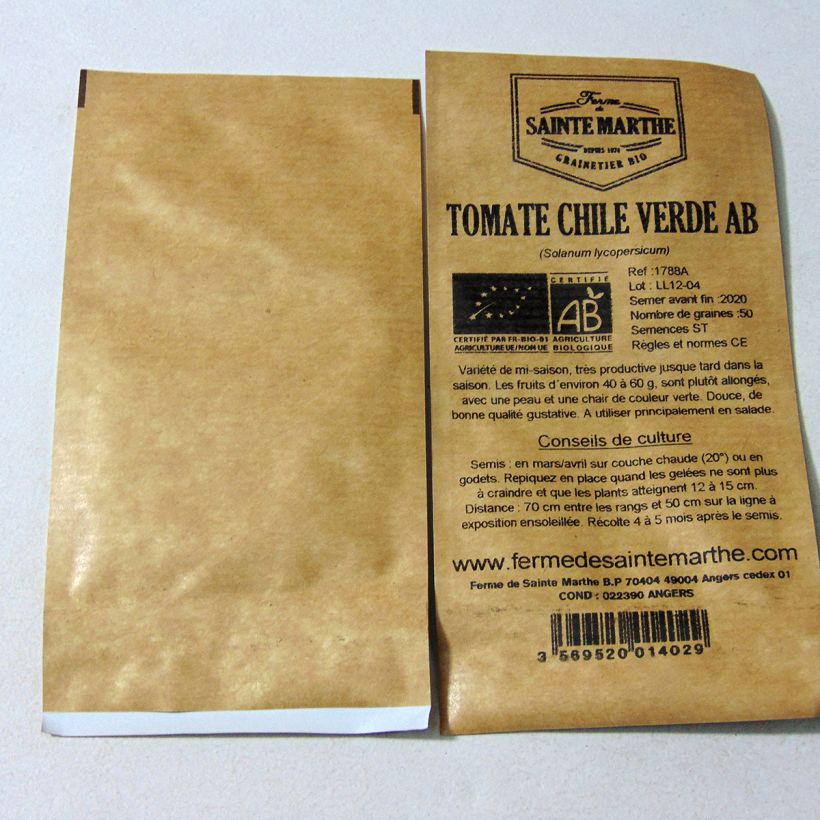 Exemple de spécimen de Tomate Chile Verde Bio - Ferme de Sainte Marthe Graines tel que livré