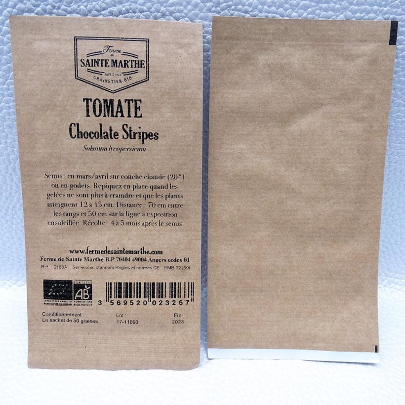 Exemple de spécimen de Tomate Chocolate Stripes Bio - Ferme de Sainte Marthe Graines tel que livré