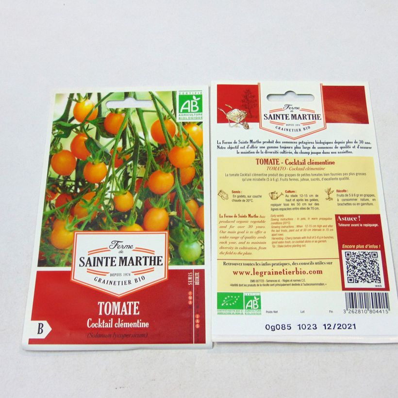 Exemple de spécimen de Tomate Cocktail Clémentine Bio - Ferme de Sainte Marthe Graines tel que livré