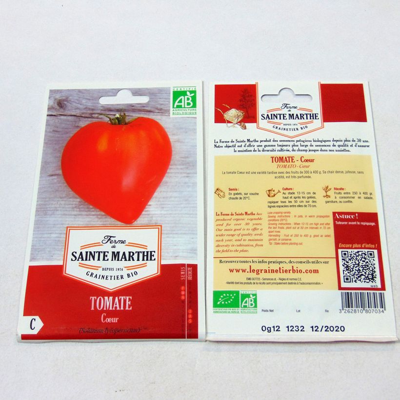 Exemple de spécimen de Tomate Coeur Bio - Ferme de Sainte Marthe Graines tel que livré