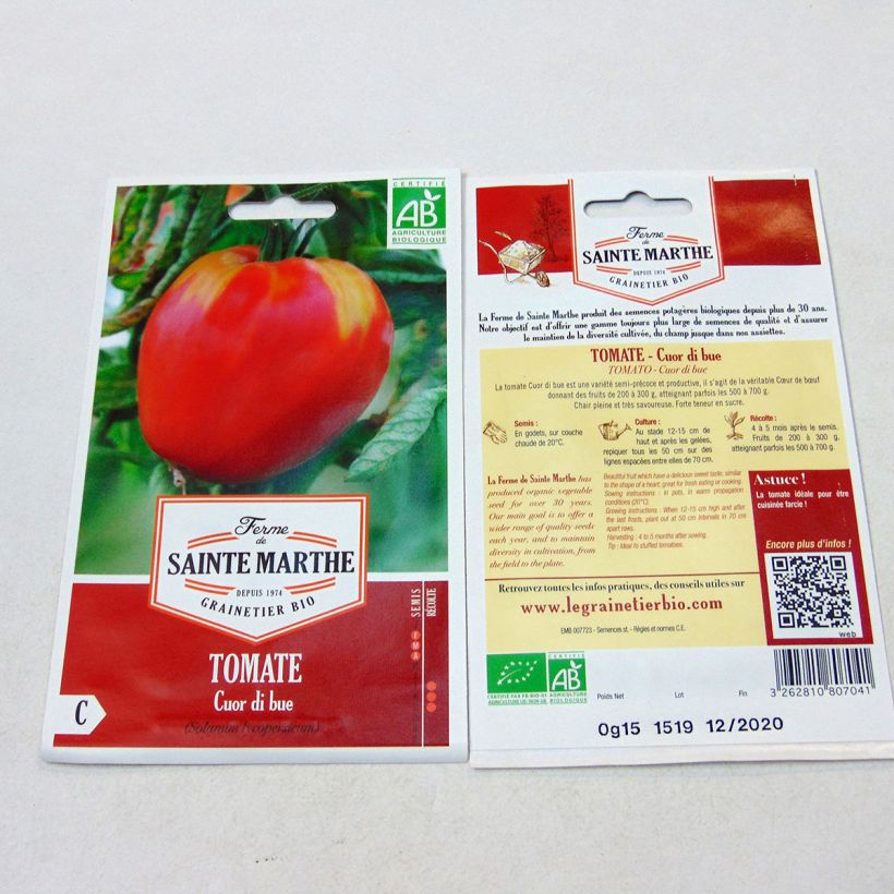 Exemple de spécimen de Tomate Cuor Di Bue Bio - Cœur de Bœuf - Ferme de Sainte Marthe Graines tel que livré